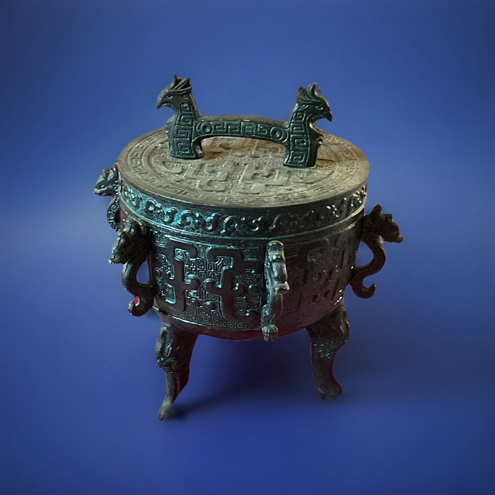 Vintage James Mont style Bronze Mayan Design Ice Bucket green - Picture 3 of 7